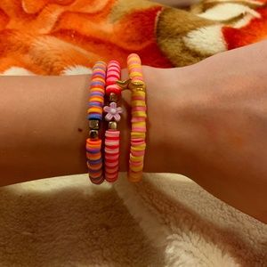 Pack of 3 Preppy Clay Bead Bracelets.